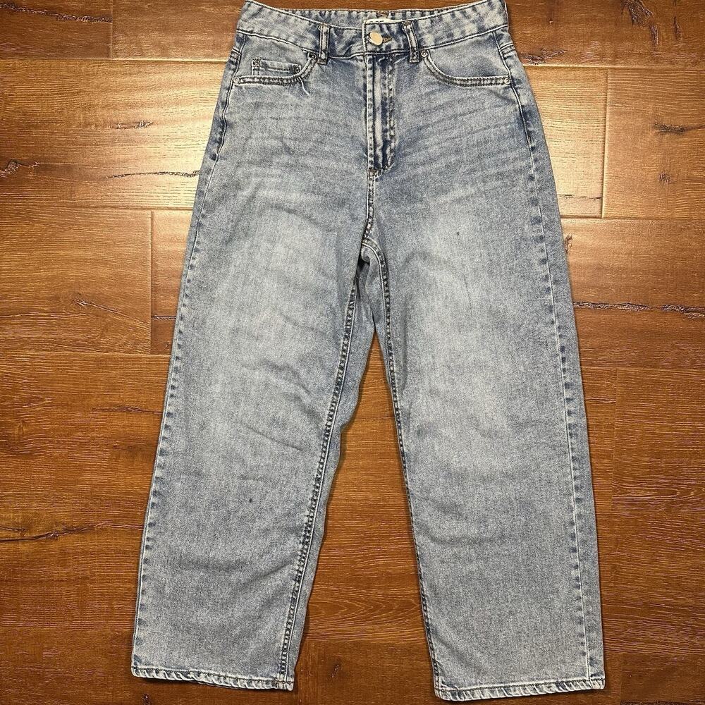 Oat New York Jeans Womens 4 27x26 Blue Mid Wash Cloud Luxe Denim Wide Leg Retro